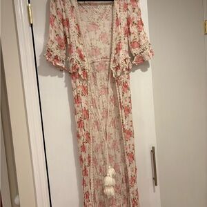 Floral Lace Kimono with Tassels